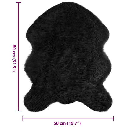 Nepleer Schapenvacht Tapijt Zwart 50 x 80 cm Polyester