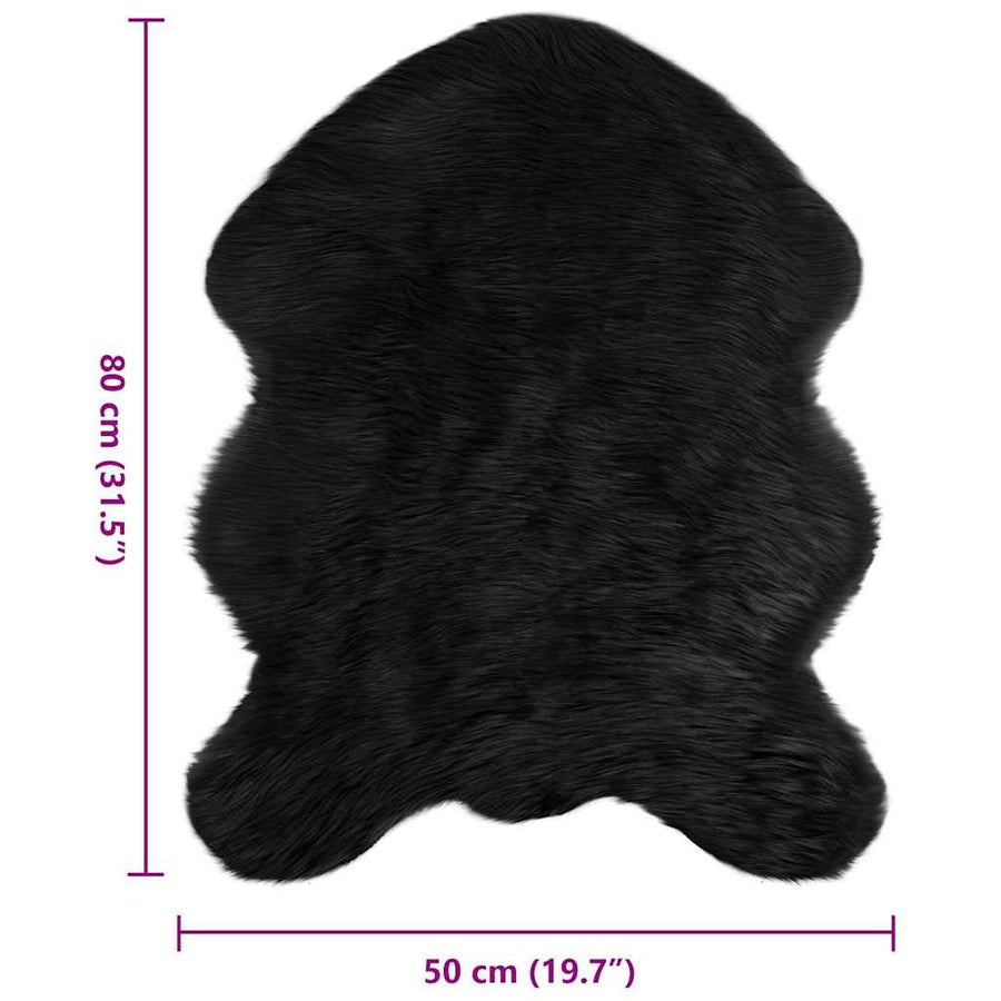 Nepleer Schapenvacht Tapijt Zwart 50 x 80 cm Polyester
