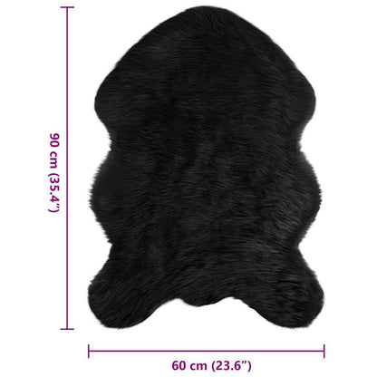 Nepleer Schapenvacht Tapijt Zwart 60 x 90 cm Polyester