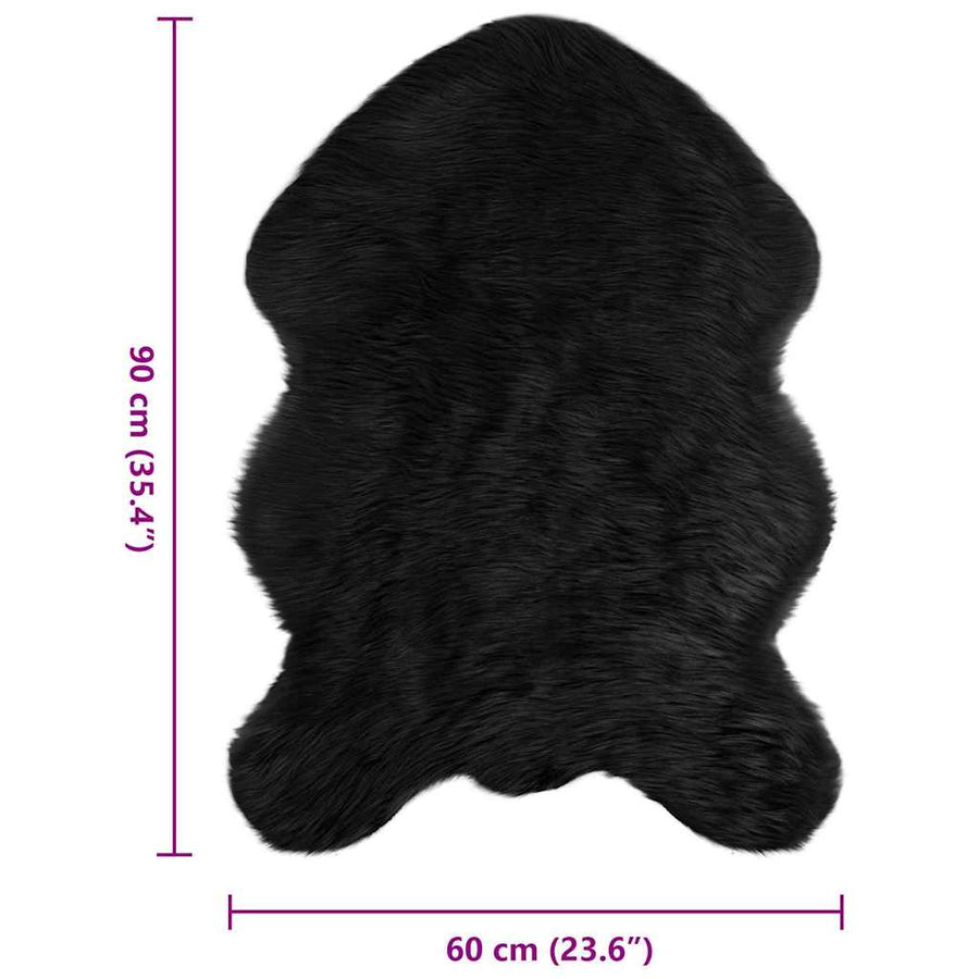 Nepleer Schapenvacht Tapijt Zwart 60 x 90 cm Polyester
