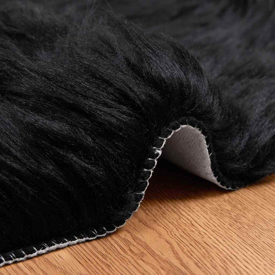 Nepleer Schapenvacht Tapijt Zwart 80 x 120 cm Polyester