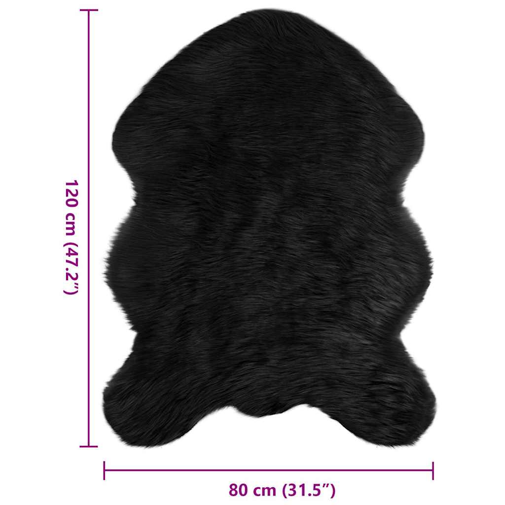 Nepleer Schapenvacht Tapijt Zwart 80 x 120 cm Polyester