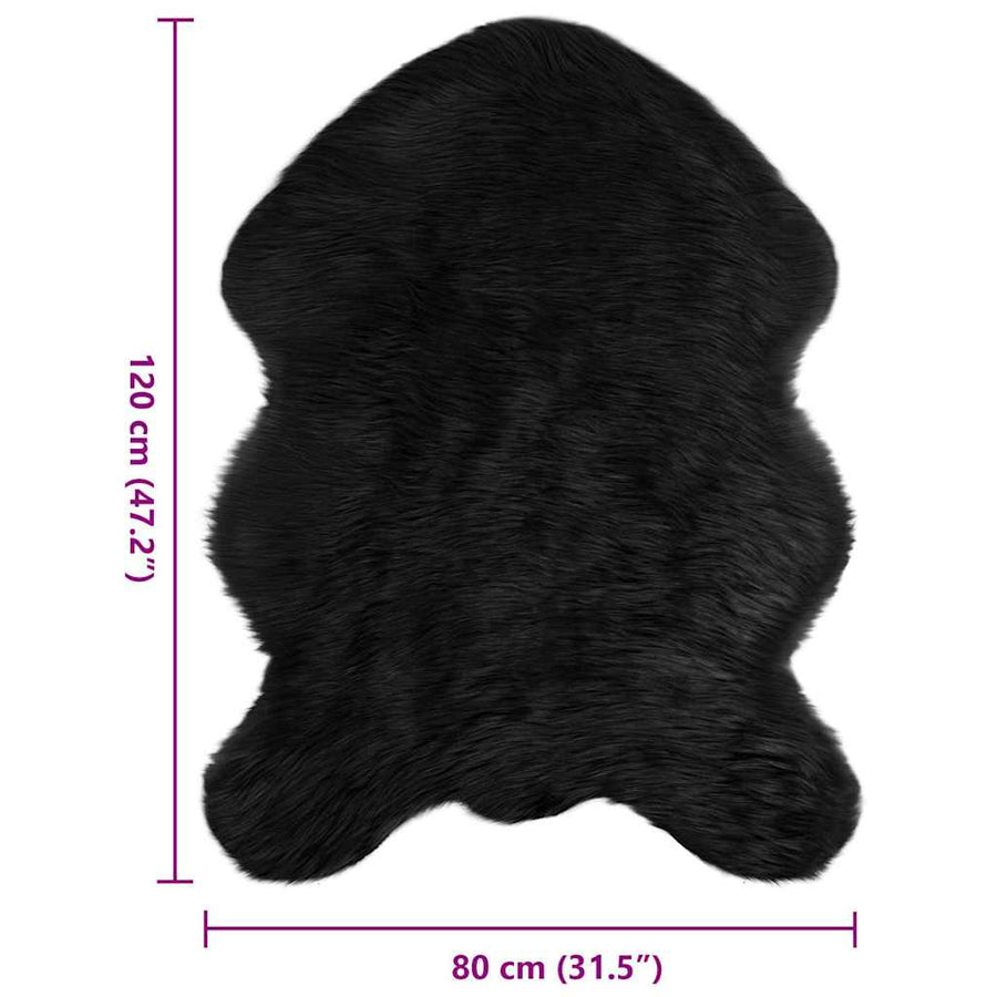Nepleer Schapenvacht Tapijt Zwart 80 x 120 cm Polyester