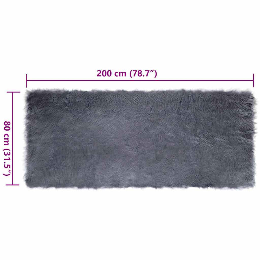 Nepleer Schapenvacht Tapijt Antraciet 80 x 200 cm Polyester