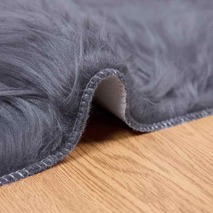Nepleer Schapenvacht Tapijt Antraciet 80 x 250 cm Polyester