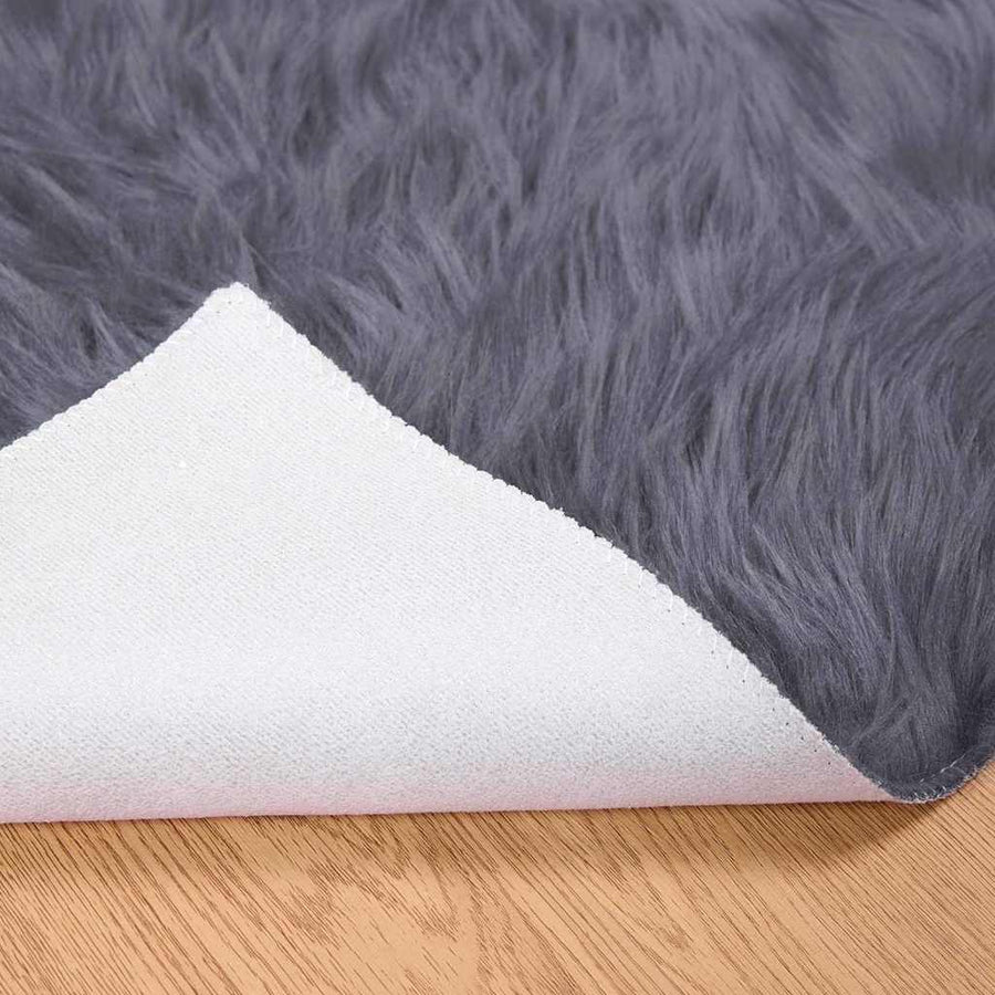 Nepleer Schapenvacht Tapijt Antraciet 80 x 250 cm Polyester