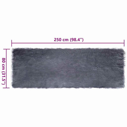 Nepleer Schapenvacht Tapijt Antraciet 80 x 250 cm Polyester