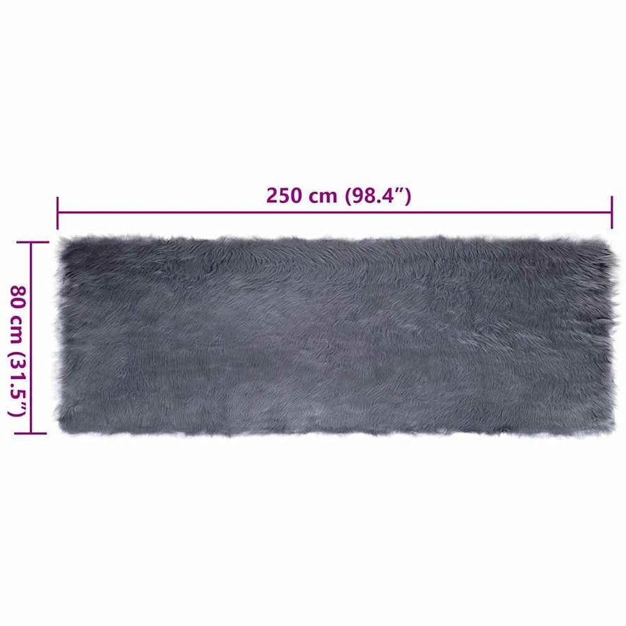 Nepleer Schapenvacht Tapijt Antraciet 80 x 250 cm Polyester