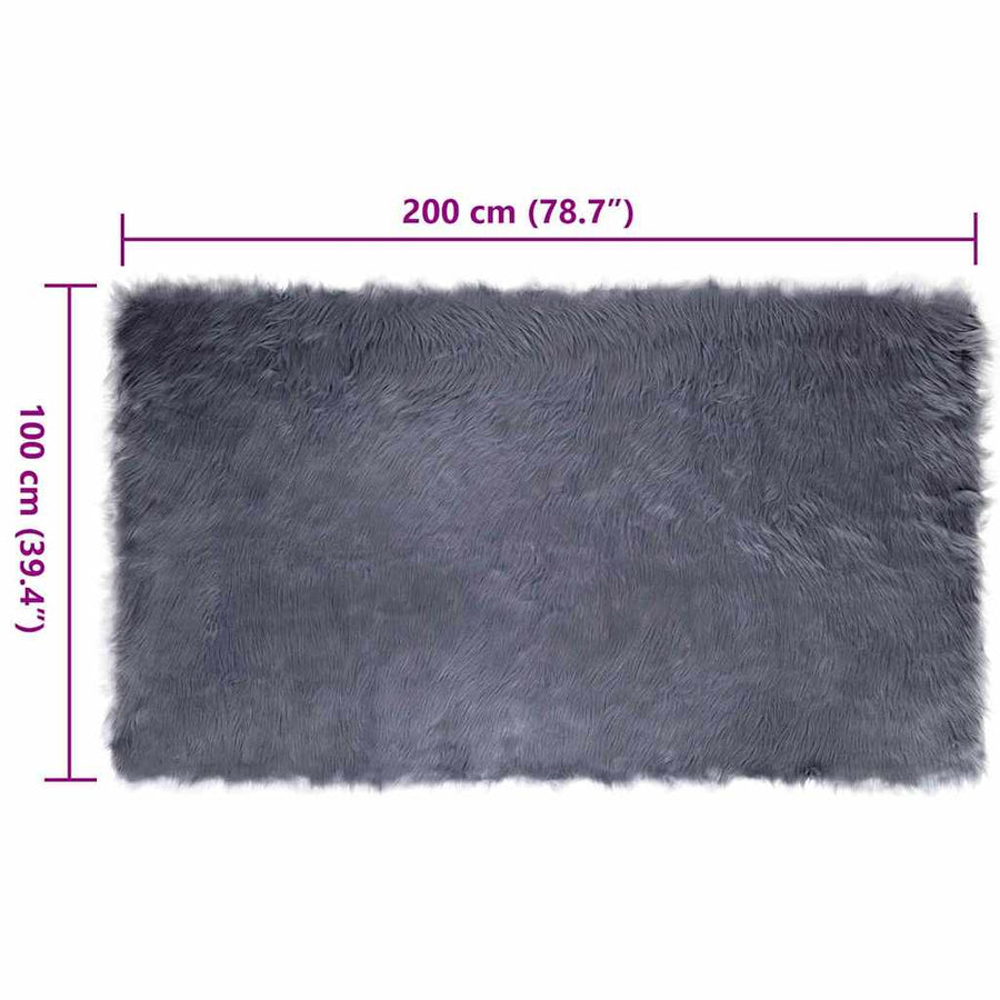 Nepleer Schapenvacht Tapijt Antraciet 100 x 200 cm Polyester