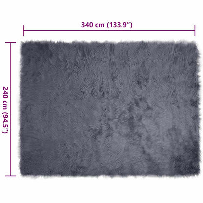 Nepleer Schapenvacht Tapijt Antraciet 240 x 340 cm Polyester