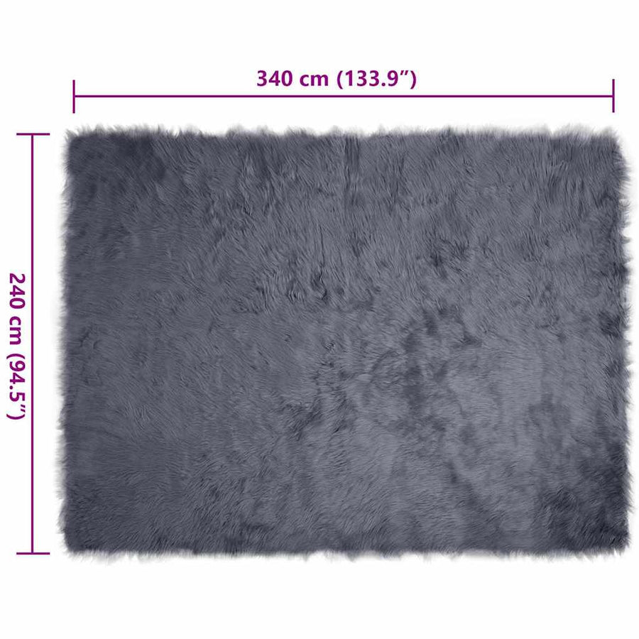 Nepleer Schapenvacht Tapijt Antraciet 240 x 340 cm Polyester