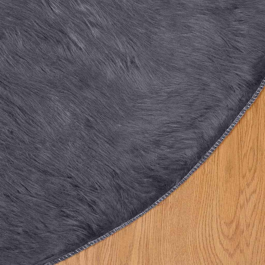Nepleer Schapenvacht Tapijt Antraciet 80 x 80 cm Polyester