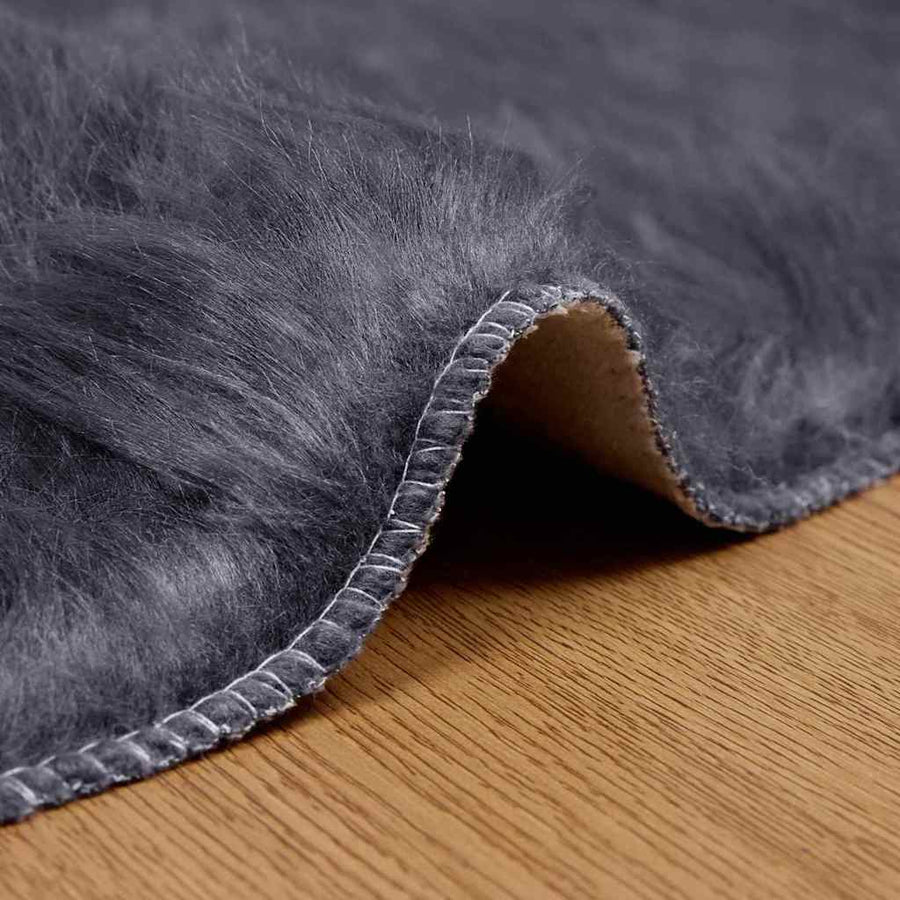 Nepleer Schapenvacht Tapijt Antraciet 80 x 80 cm Polyester