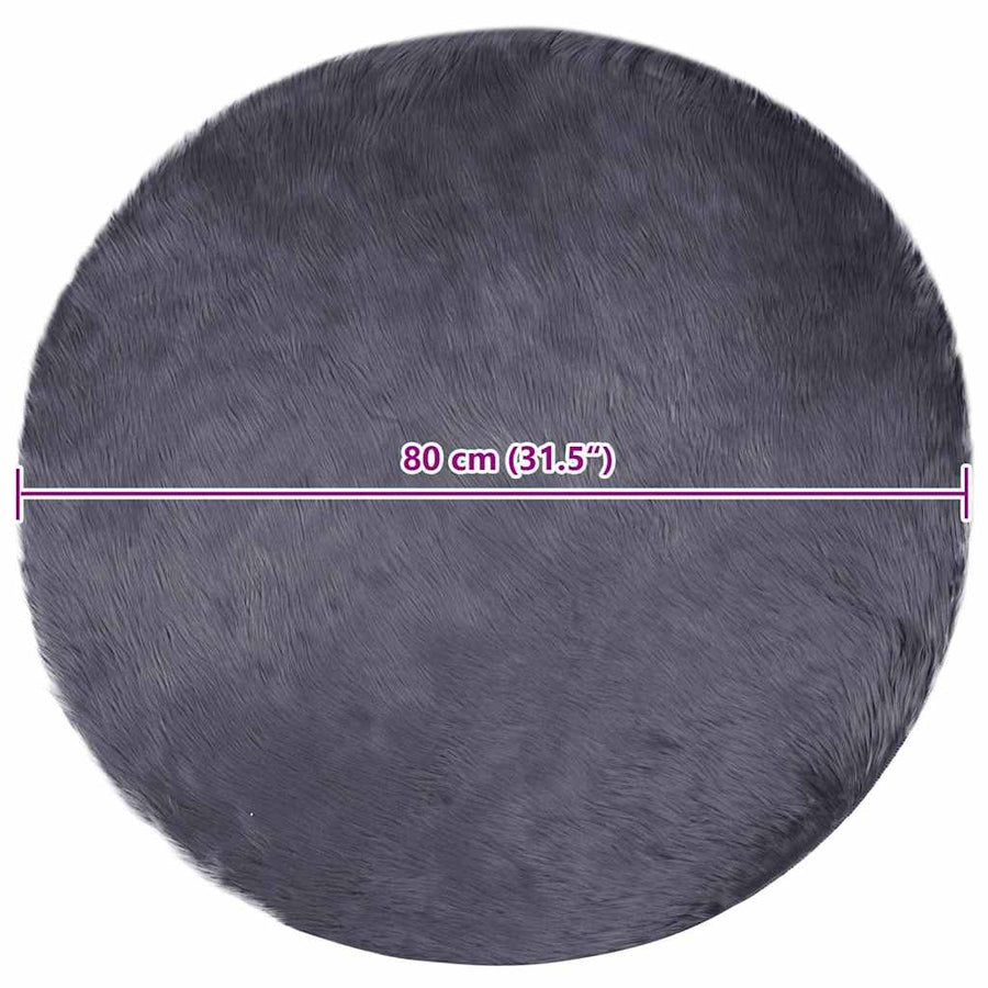 Nepleer Schapenvacht Tapijt Antraciet 80 x 80 cm Polyester