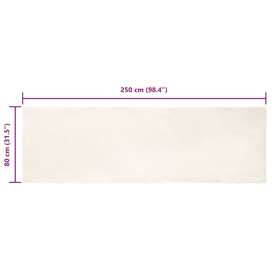 Nep Konijnenbont Tapijt Wit 80 x 250 cm Polyester