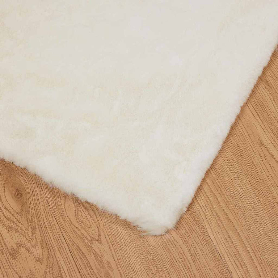 Nep Konijnenbont Tapijt Wit 200 x 200 cm Polyester