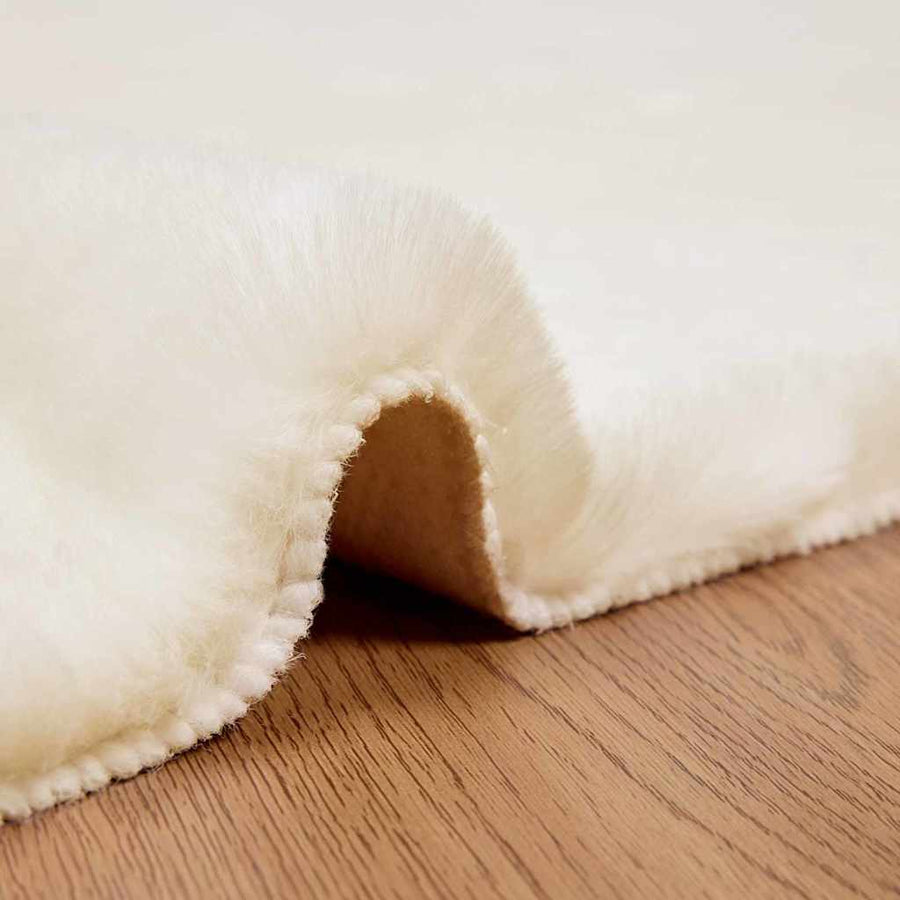 Nep Konijnenbont Tapijt Wit 240 x 240 cm Polyester