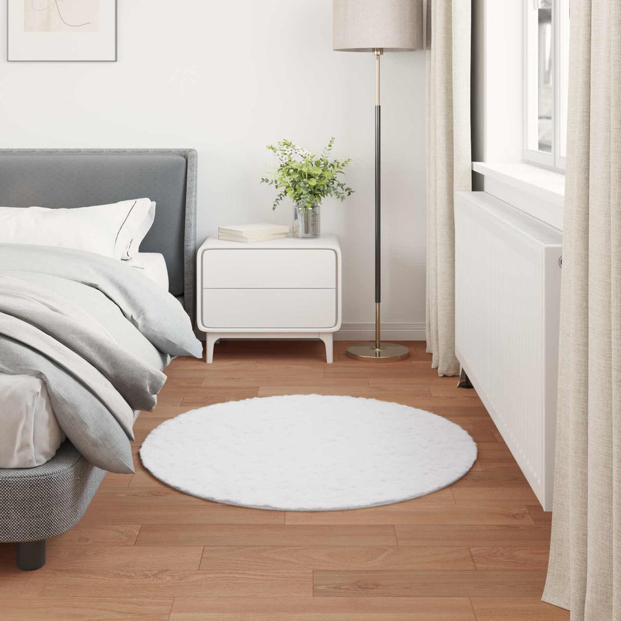 Nep Konijnenbont Tapijt Olite Wit Ø 100 cm Polyester