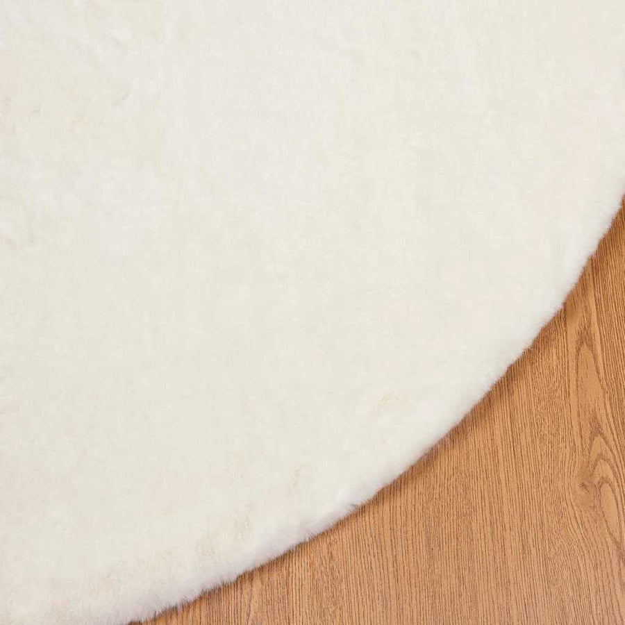 Nep Konijnenbont Tapijt Wit Ø 200 cm Polyester
