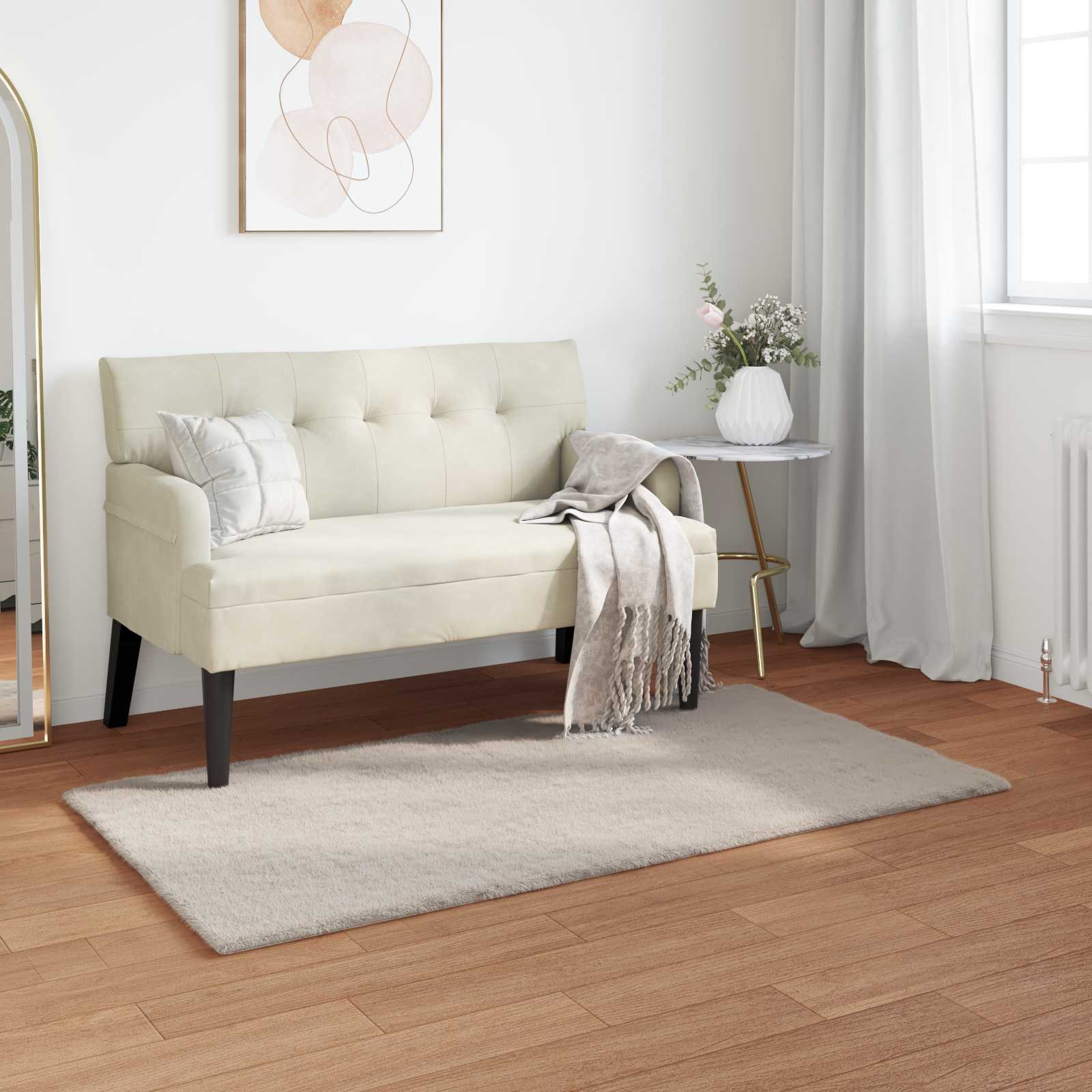 Nep Konijnenbont Tapijt Olite Beige 60 x 110 cm Polyester