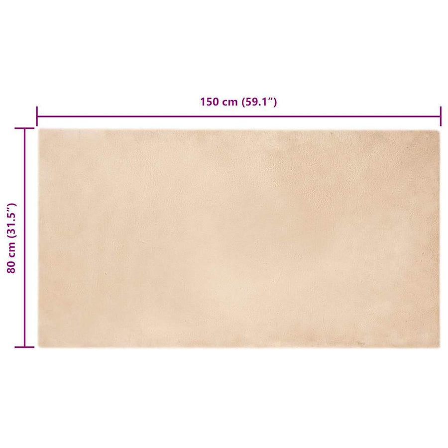 Nep Konijnenbont Tapijt Beige 80 x 150 cm Polyester