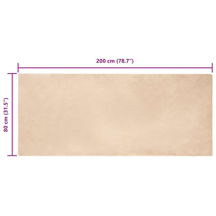 Nep Konijnenbont Tapijt Beige 80 x 200 cm Polyester