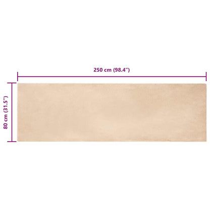 Nep Konijnenbont Tapijt Beige 80 x 250 cm Polyester