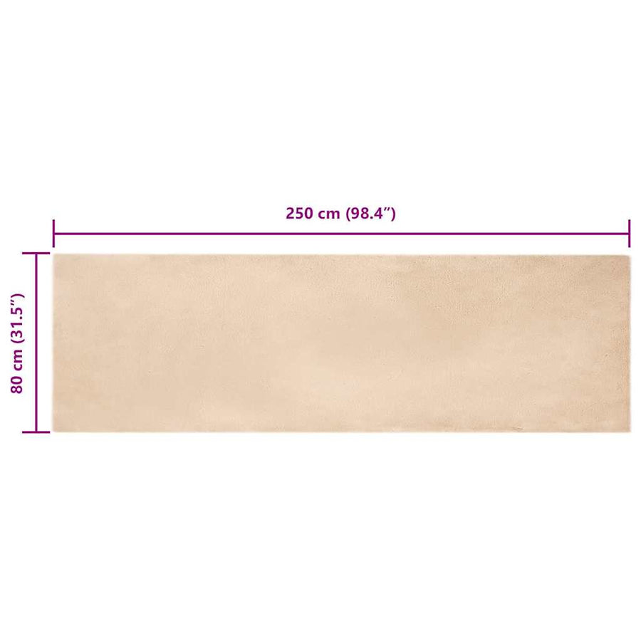 Nep Konijnenbont Tapijt Beige 80 x 250 cm Polyester
