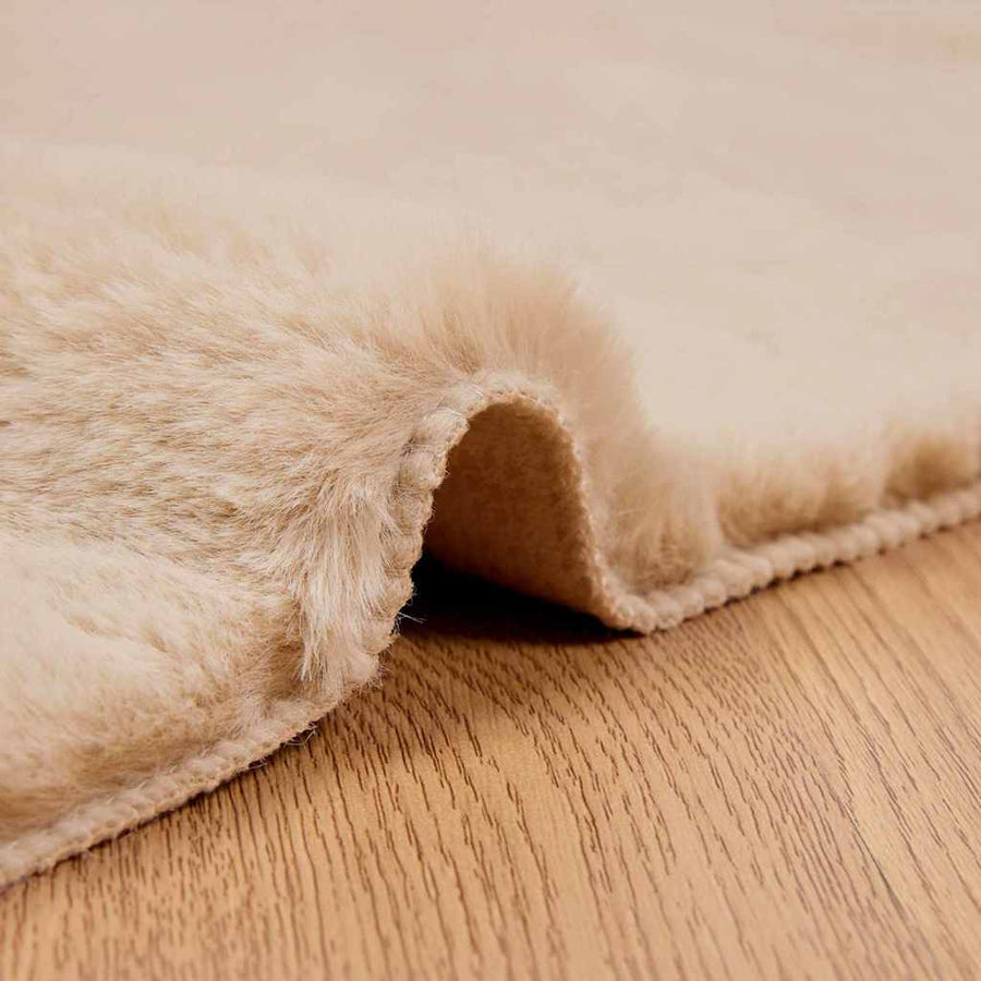 Nep Konijnenbont Tapijt Beige 120 x 170 cm Polyester