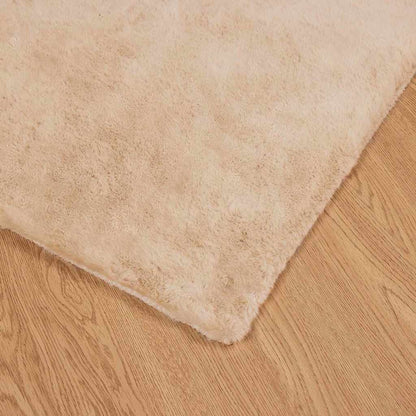 Nep Konijnenbont Tapijt Beige 120 x 120 cm Polyester