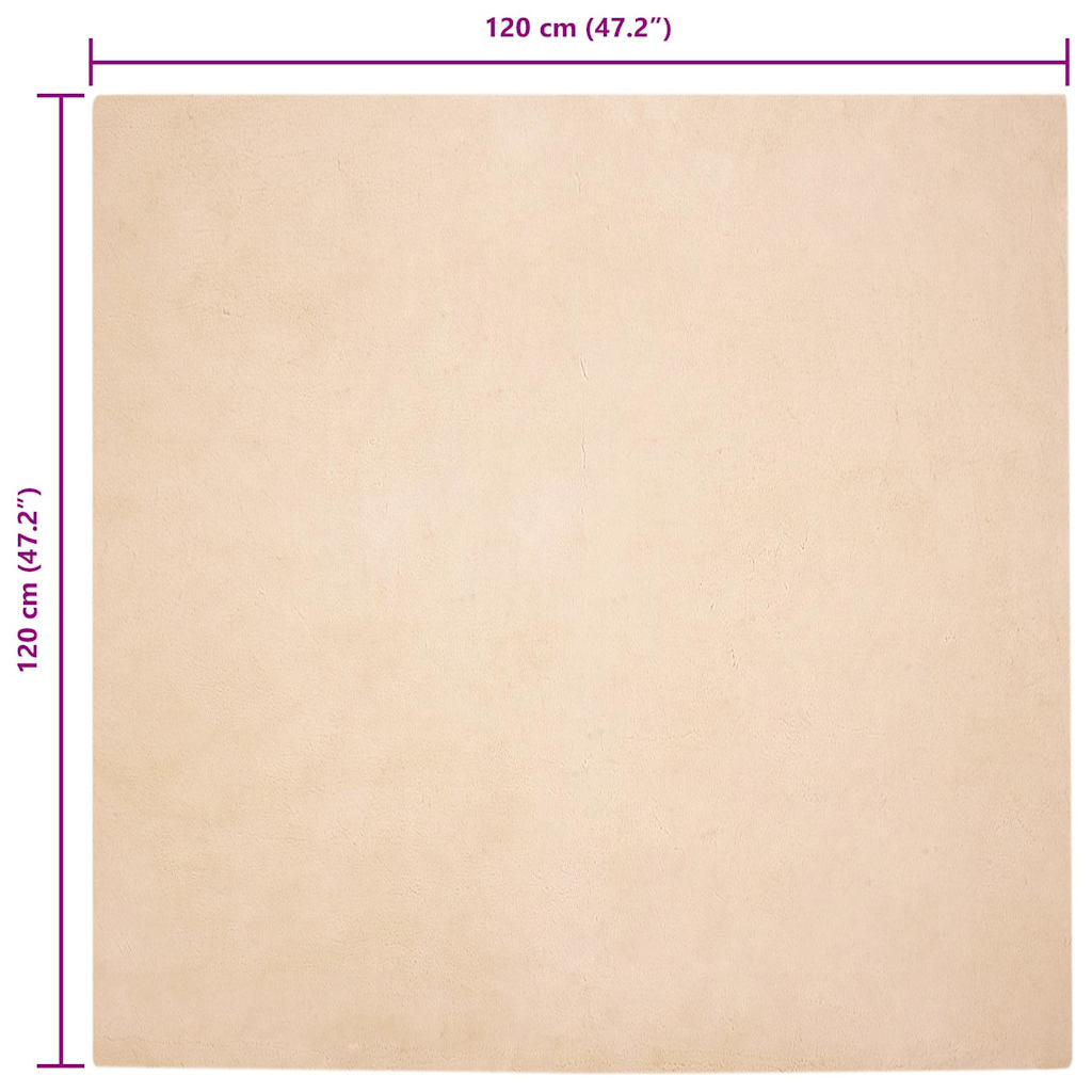 Nep Konijnenbont Tapijt Beige 120 x 120 cm Polyester
