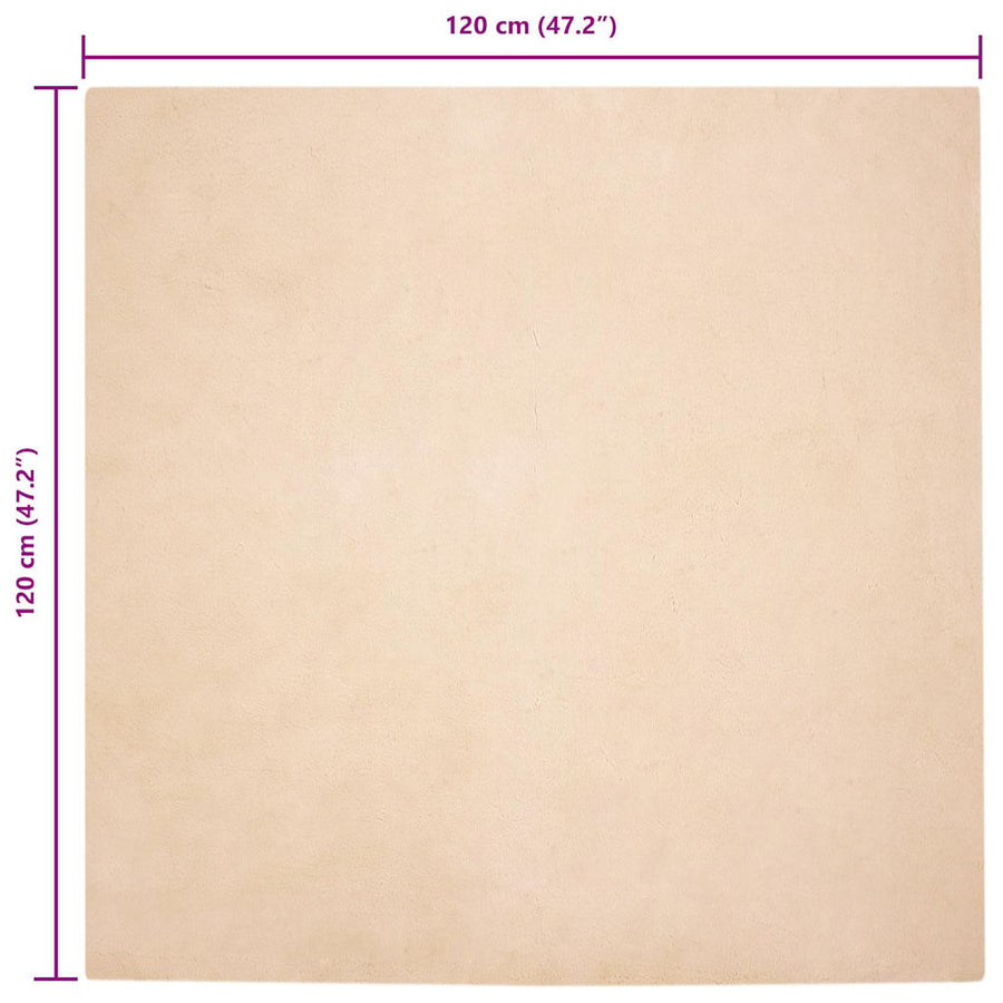 Nep Konijnenbont Tapijt Beige 120 x 120 cm Polyester