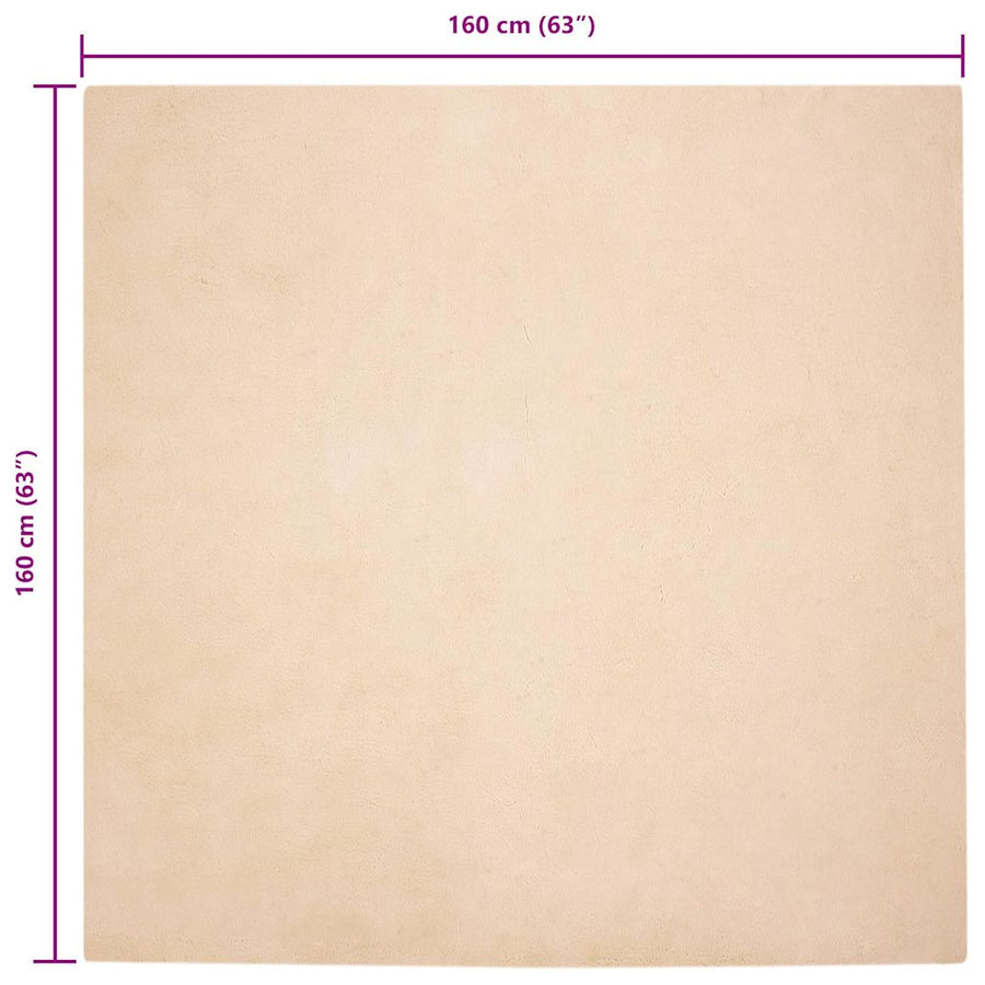 Nep Konijnenbont Tapijt Beige 160 x 160 cm Polyester