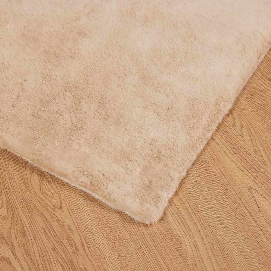 Nep Konijnenbont Tapijt Beige 240 x 240 cm Polyester
