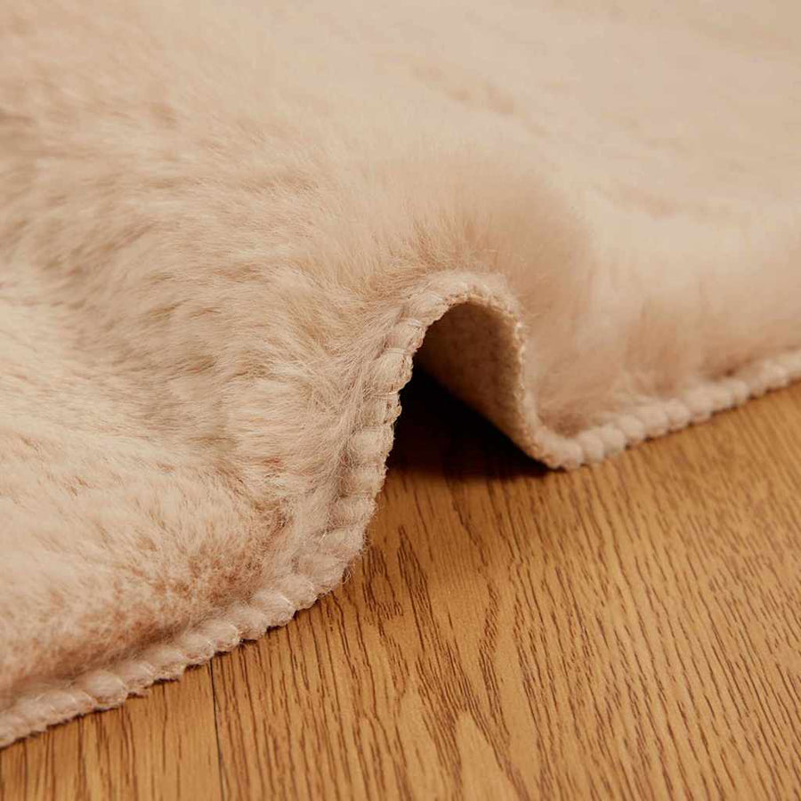 Nep Konijnenbont Tapijt Beige Ø 120 cm Polyester