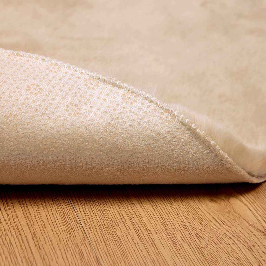 Nep Konijnenbont Tapijt Beige Ø 160 cm Polyester