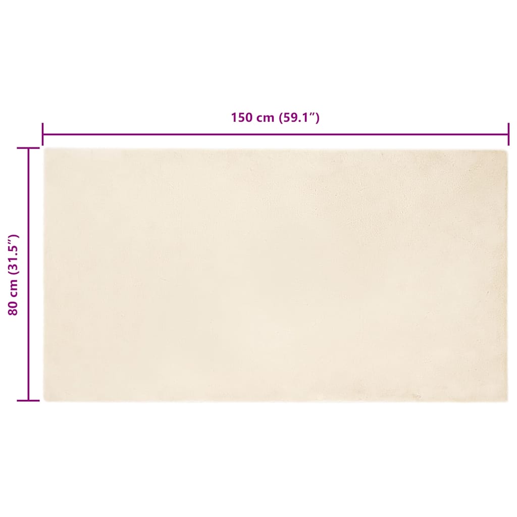 Nep Konijnenbont Tapijt Crème 80 x 150 cm Polyester