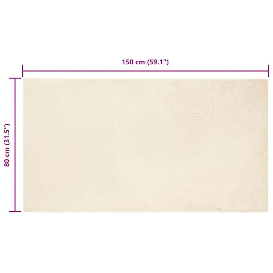 Nep Konijnenbont Tapijt Crème 80 x 150 cm Polyester