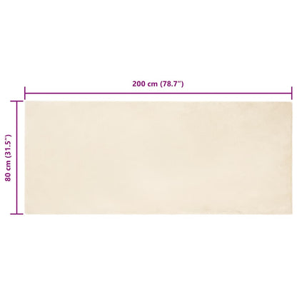 Nep Konijnenbont Tapijt Crème 80 x 200 cm Polyester