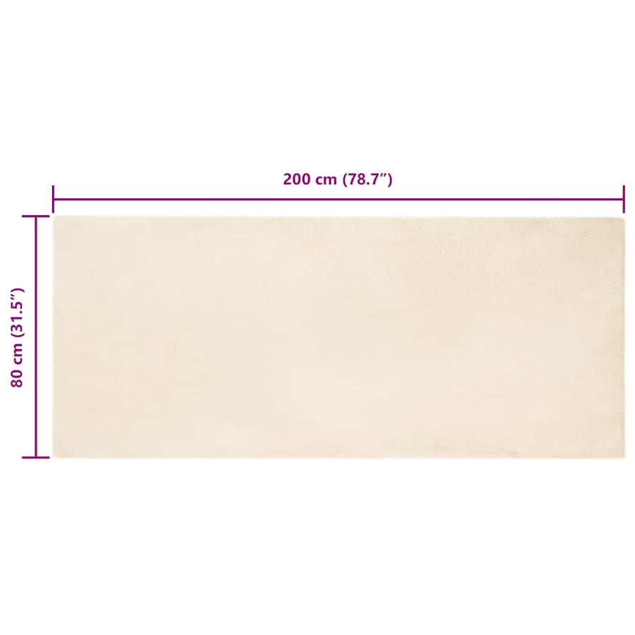 Nep Konijnenbont Tapijt Crème 80 x 200 cm Polyester