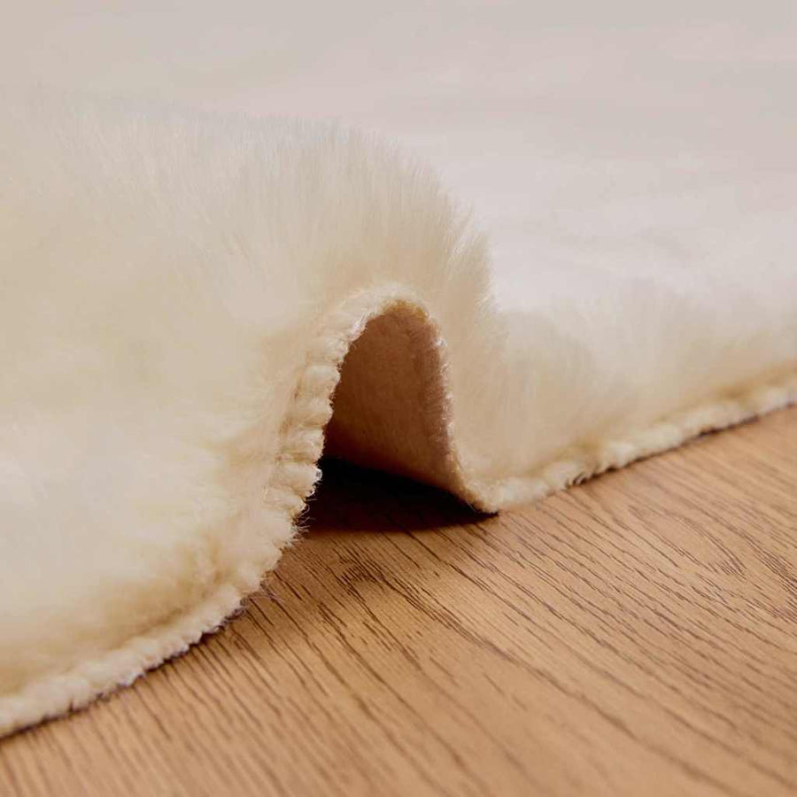 Nep Konijnenbont Tapijt Crème 80 x 250 cm Polyester