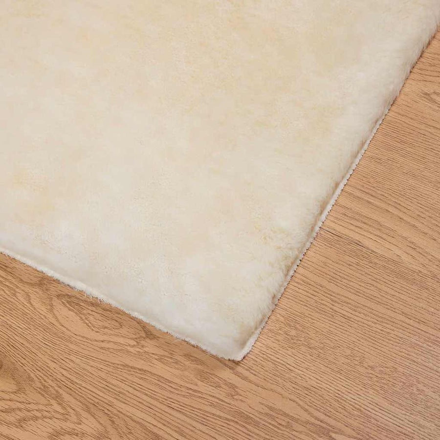 Nep Konijnenbont Tapijt Crème 80 x 250 cm Polyester