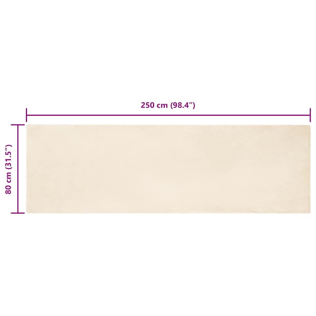 Nep Konijnenbont Tapijt Crème 80 x 250 cm Polyester