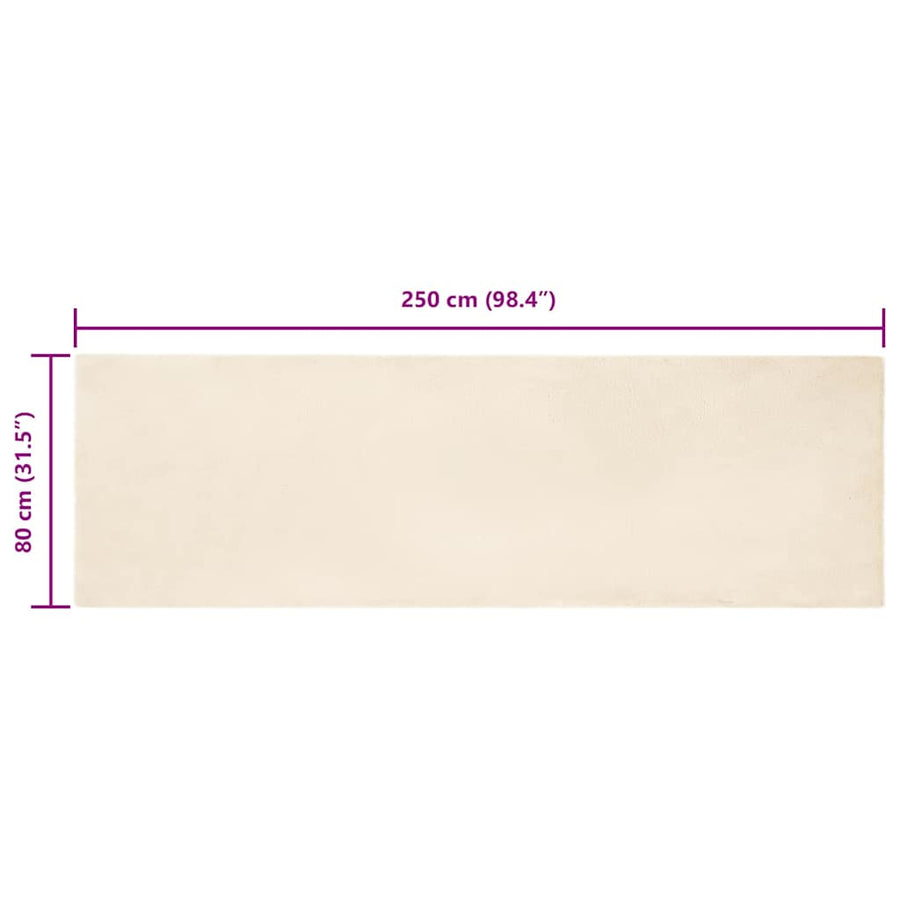 Nep Konijnenbont Tapijt Crème 80 x 250 cm Polyester