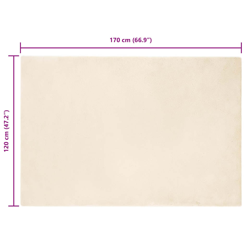 Nep Konijnenbont Tapijt Crème 120 x 170 cm Polyester
