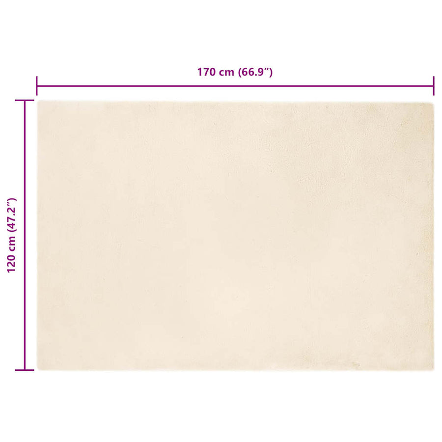 Nep Konijnenbont Tapijt Crème 120 x 170 cm Polyester