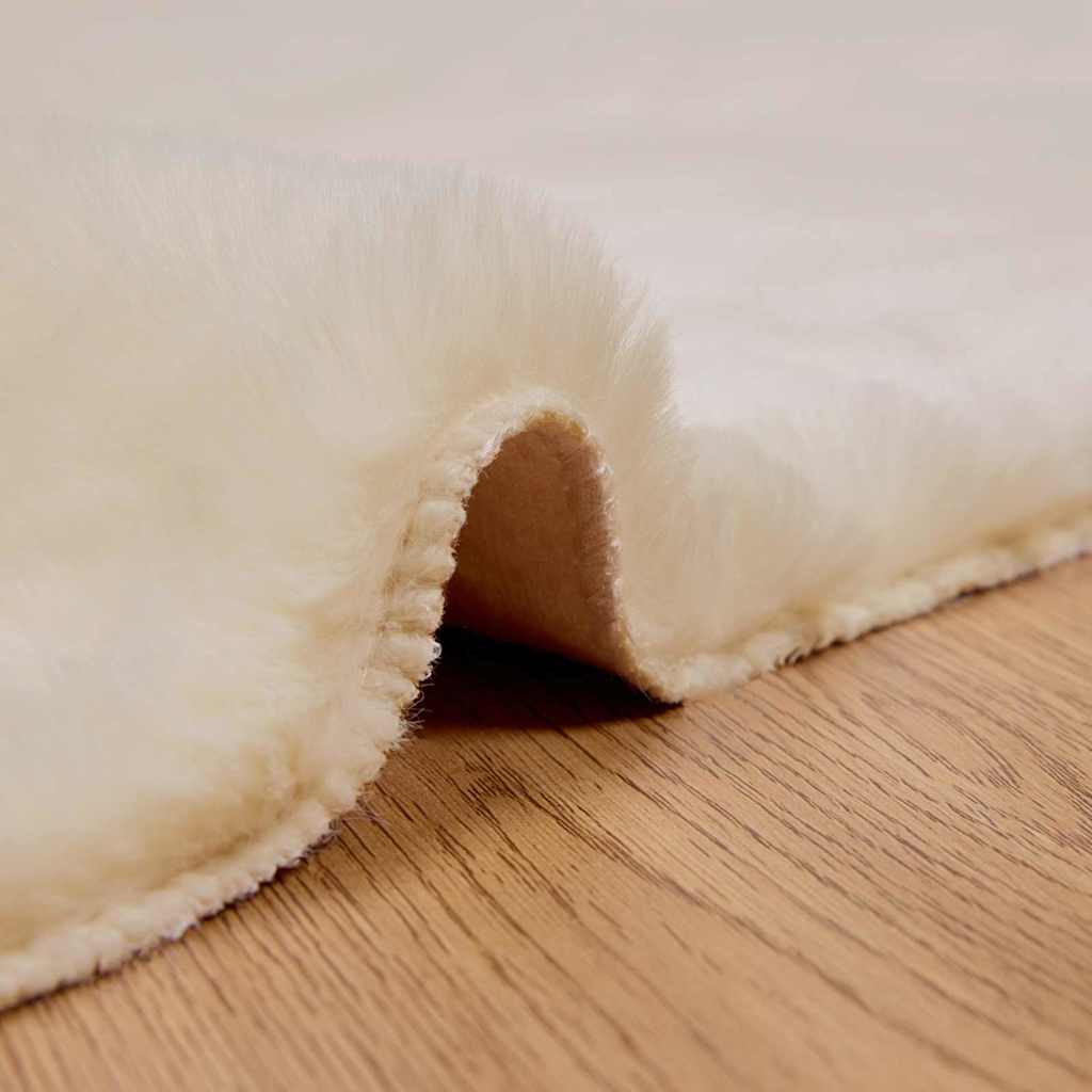 Nep Konijnenbont Tapijt Crème 140 x 200 cm Polyester