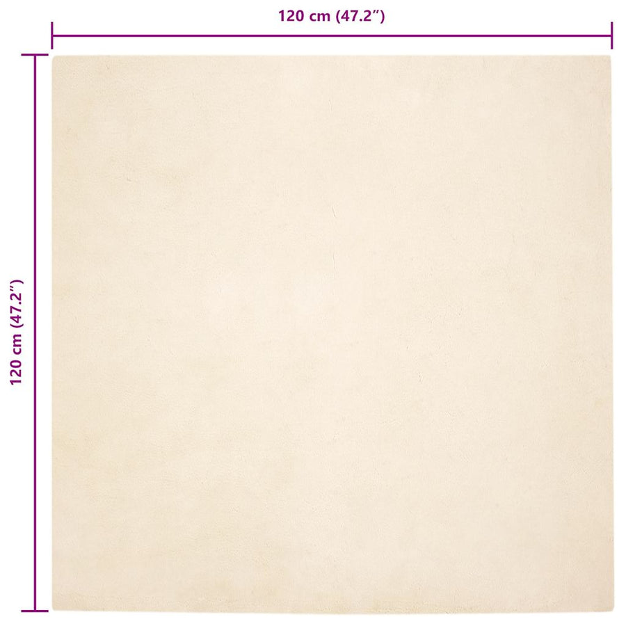 Nep Konijnenbont Tapijt Crème 120 x 120 cm Polyester