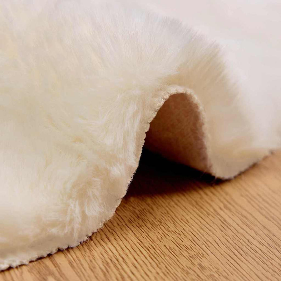 Nep Konijnenbont Tapijt Crème Ø 120 cm Polyester