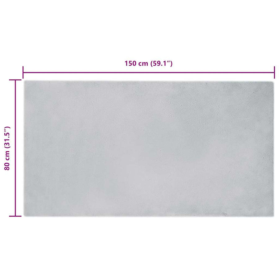 Nep Konijnenbont Tapijt Grijs 80 x 150 cm Polyester